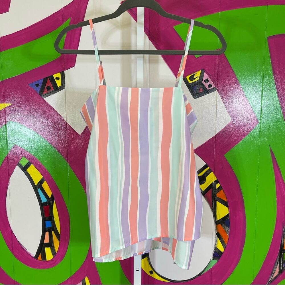 Pink Lily, Spaghetti Strap Pastel Stripes Tank Top. Size Small. Excellent cond!